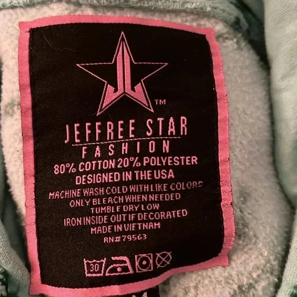 Jeffree Star Fashion Blood Money Tie-Dyed Green Hooded Sweatshirt Medium - Picture 11 of 14